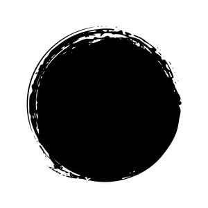 圆形艺术垃圾刷油漆中风黑色孤立的白色背景。设计元素矢量插图
