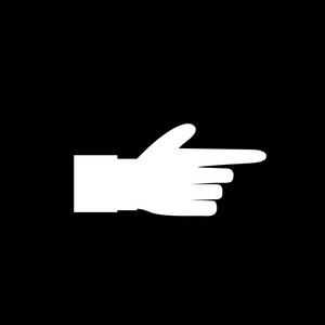 指向手指图标插图的商人白手与食指指向孤立的黑色背景