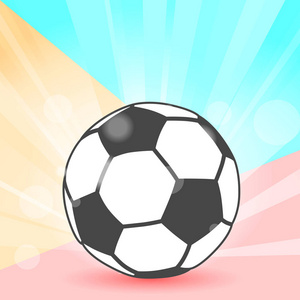 平面现代粉彩彩色足球图标, 带阴影和闪光的粉红色和蓝色背景