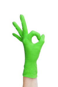绿色医用手套标志。手指好符号