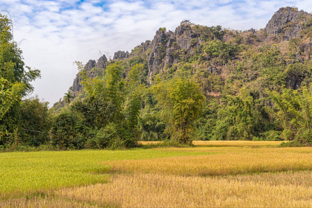 老挝农村地区风景如画的山地景观