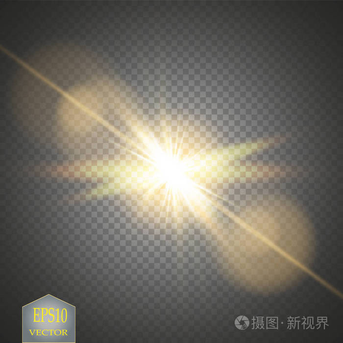 矢量透明阳光特别镜头眩光光线效果.