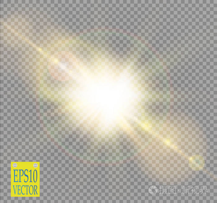 矢量透明阳光特别镜头眩光光线效果.