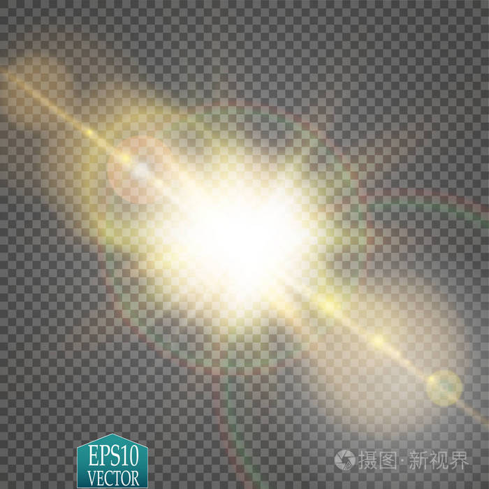 矢量透明阳光特别镜头眩光光线效果.