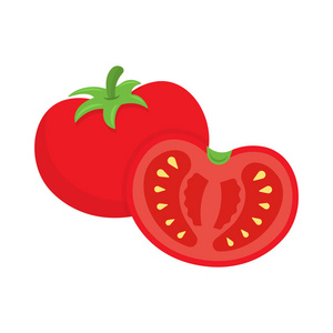 白色背景下的番茄矢量插图