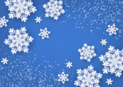 冬季新年圣诞节背景与雪花蓝色节日横幅与空间文本矢量插图