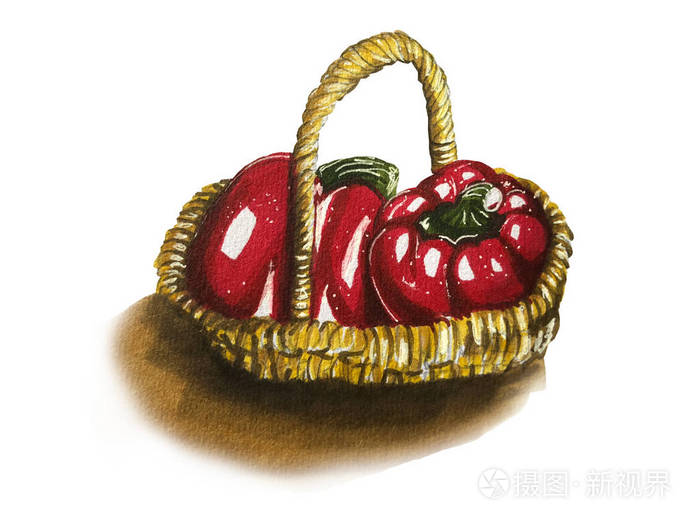 红色辣椒在篮子由标记