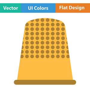 裁缝顶针图标。平面色彩设计。矢量插图