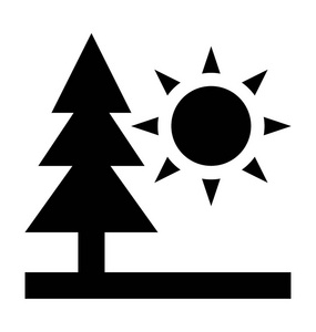 树和太阳平面矢量图标