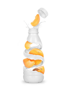 用牛奶溅出的瓶子做成的杏