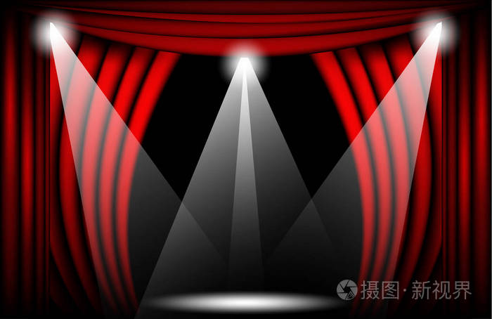剧场背景向量插图, teathre 舞台与聚光灯插画-正版商用图片0ukfle-摄