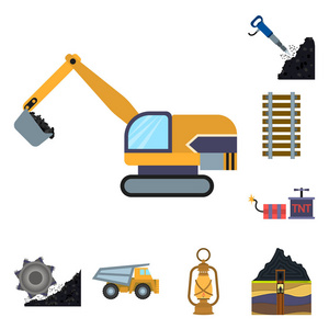 采矿和采石场采矿设备采矿业为设计集集合中的黑色图标.