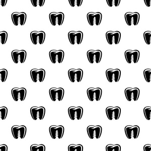 假牙植入图标, 简单的黑色风格