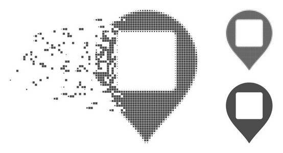 破坏像素半色调方形孔映射标记图标