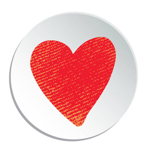 圆形框架与垃圾情人心脏隔离在白色背景。web 按钮或贺卡的设计元素。浪漫插画