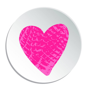 圆形框架与垃圾情人心脏隔离在白色背景。web 按钮或贺卡的设计元素。浪漫插画