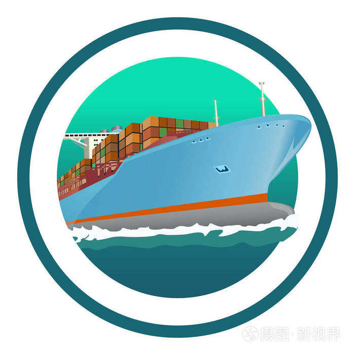 船上的船只被隔离在白色的矢量插图.全球航运设计模板