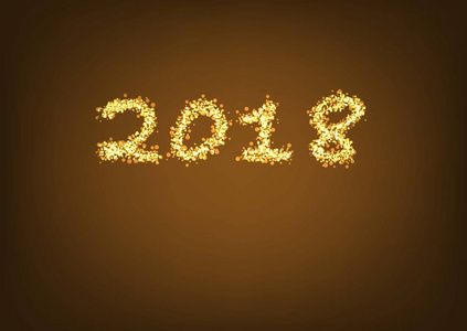 新年快乐2018金色背景。矢量插图