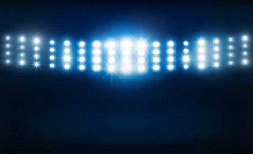 明亮的体育场灯矢量设计。矢量照明