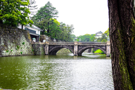 seimon 石桥 nijubashi 大桥, 日本东京故宫 tokyos 最著名的桥照片