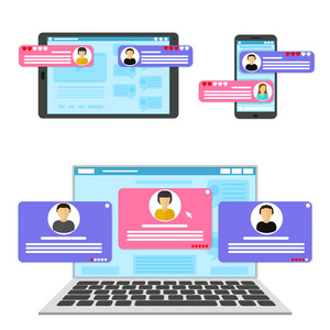 评价页面卡通客户评论页面概念集.向量照片