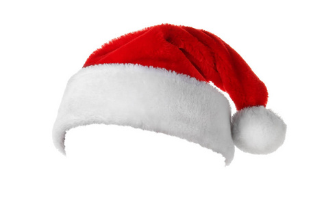 在白色背景上的圣诞老人红色帽子