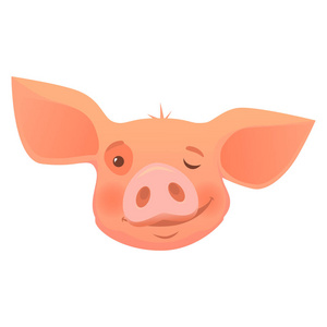 可爱的猪卡通.猪头被隔离.矢量插图照片