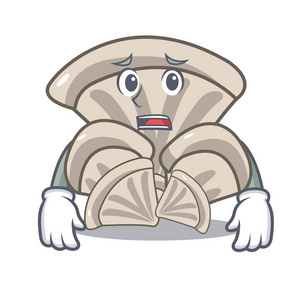 怕牡蛎蘑菇吉祥物卡通矢量插画