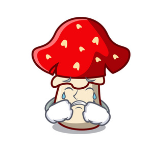哭鹅蘑菇吉祥物卡通矢量插画