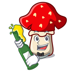 啤酒鹅蘑菇吉祥物卡通矢量插画
