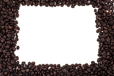 框架从黑咖啡豆作为背景