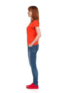 女模特站着侧面图片