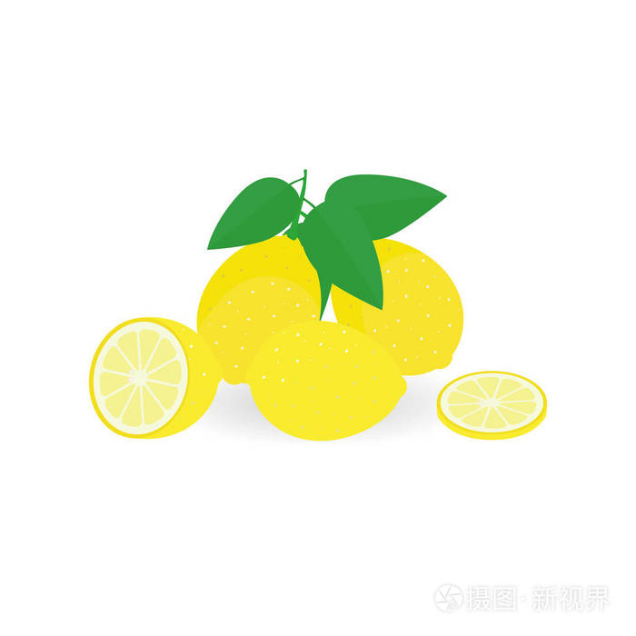 柠檬和柠檬片的叶子的例证