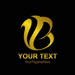 初始字母 Vb 徽标模板彩色金色典雅豪华设计企业和公司身份