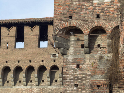 米兰, 伦巴第, 意大利 中世纪城堡被称为卡斯特罗斯福尔扎