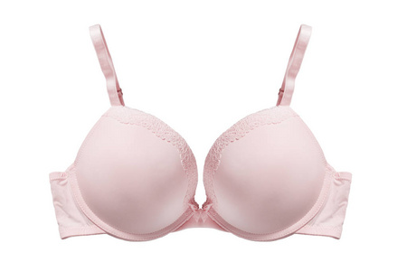 柔和的粉红色丝绸推上胸罩隔绝白色