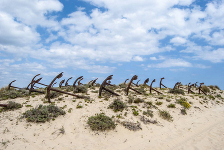 塔维拉阿尔加维葡萄牙 Barril 海滩的老锚公墓