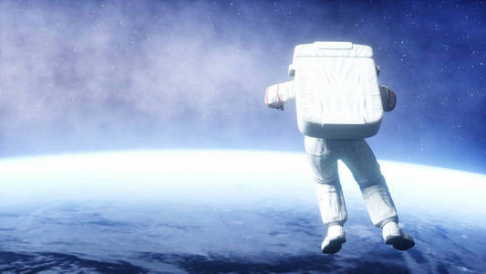 宇航员在太空中悬浮。3d 渲染