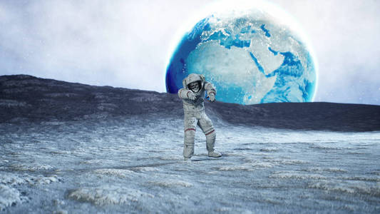 月球上死去的僵尸宇航员.3d渲染照片