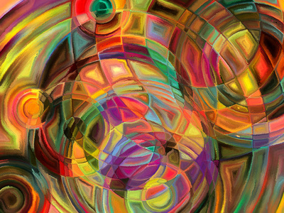 艺术抽象组成的彩绘玻璃艺术,空间的划分和设计概念研究照片