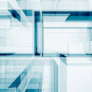 抽象蓝玻璃未来主义概念3d 渲染