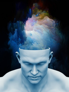 用彩色分形云对人类头部进行艺术,心理学,创造力,想象力和梦想的图解