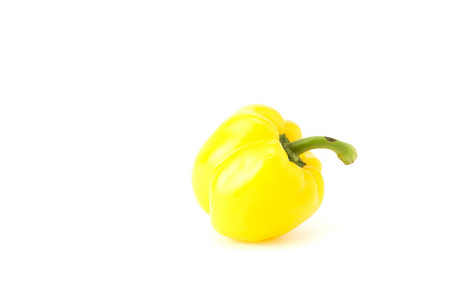 鲜单黄色甜椒, 甜椒或白色背景辣椒