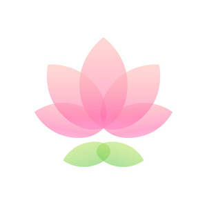 简洁典雅的莲花图标.抽象睡莲花形状为瑜伽或健康标志照片