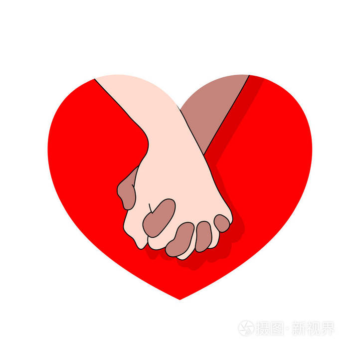 手捧着红色的心.图标设计的平面风格.支持的概念, 你和我在一起.