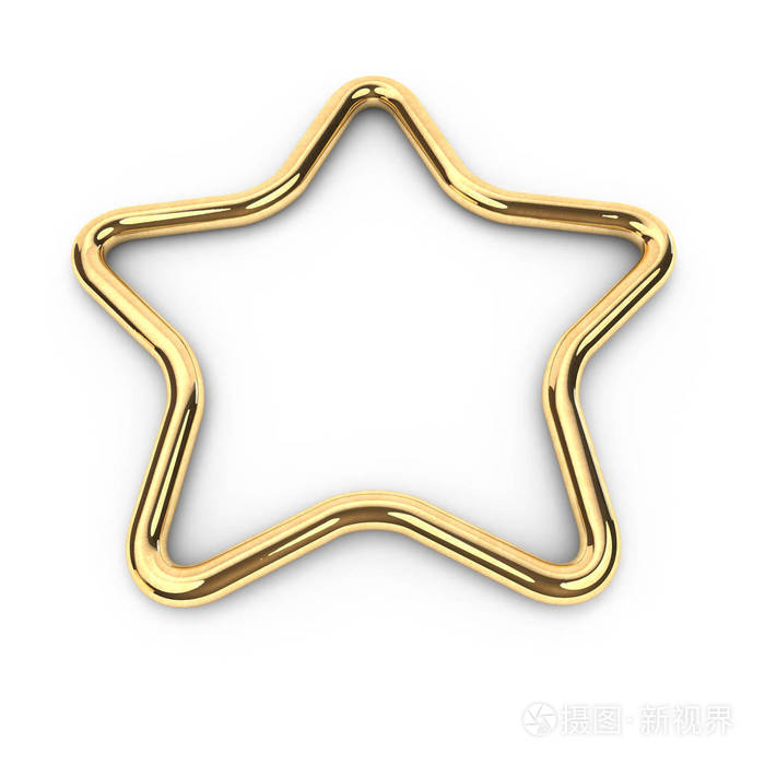 带复制空间的金色形状圆星框架渲染, 与文本, 宝石, 在白色背景高