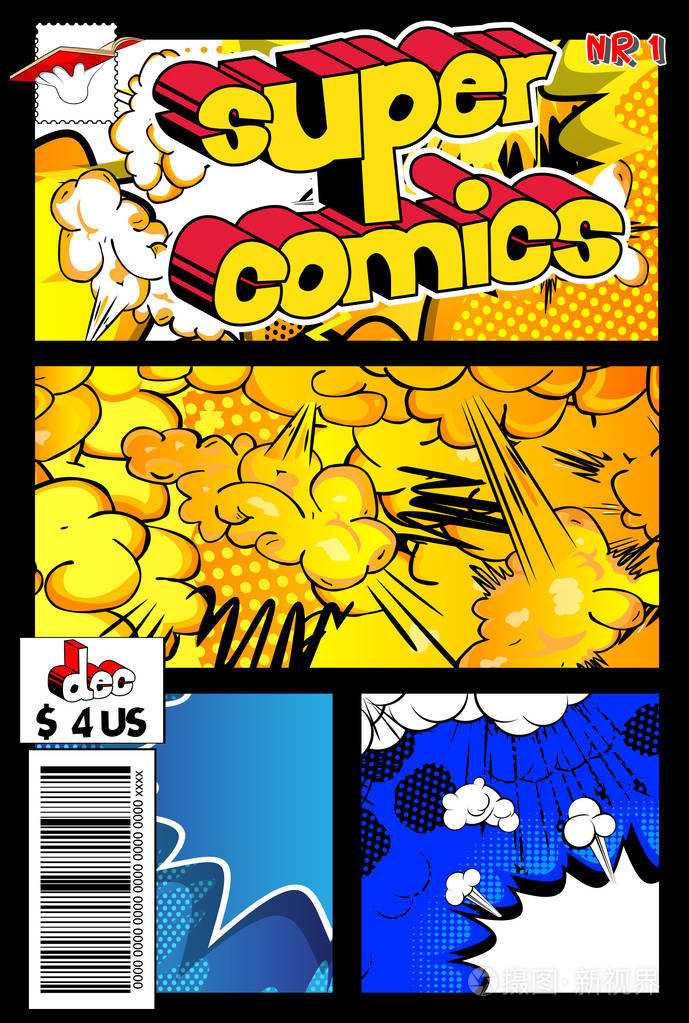 具有抽象背景的可编辑漫画书封面