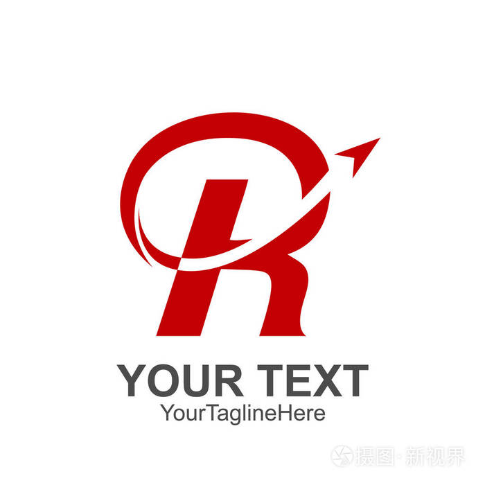 初始字母 r 徽标模板彩色红色箭头向上设计业务和公司标识