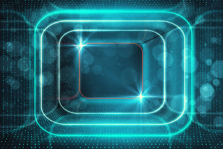 数字蓝光隧道背景。网络空间概念。3d 渲染
