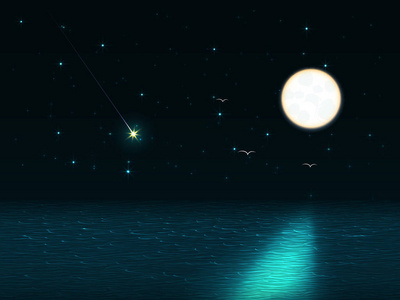 月亮与流星图图片